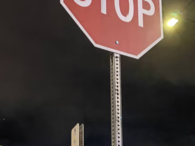 Stop sign taken at night