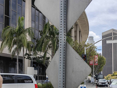 Parking sign on square sign post 